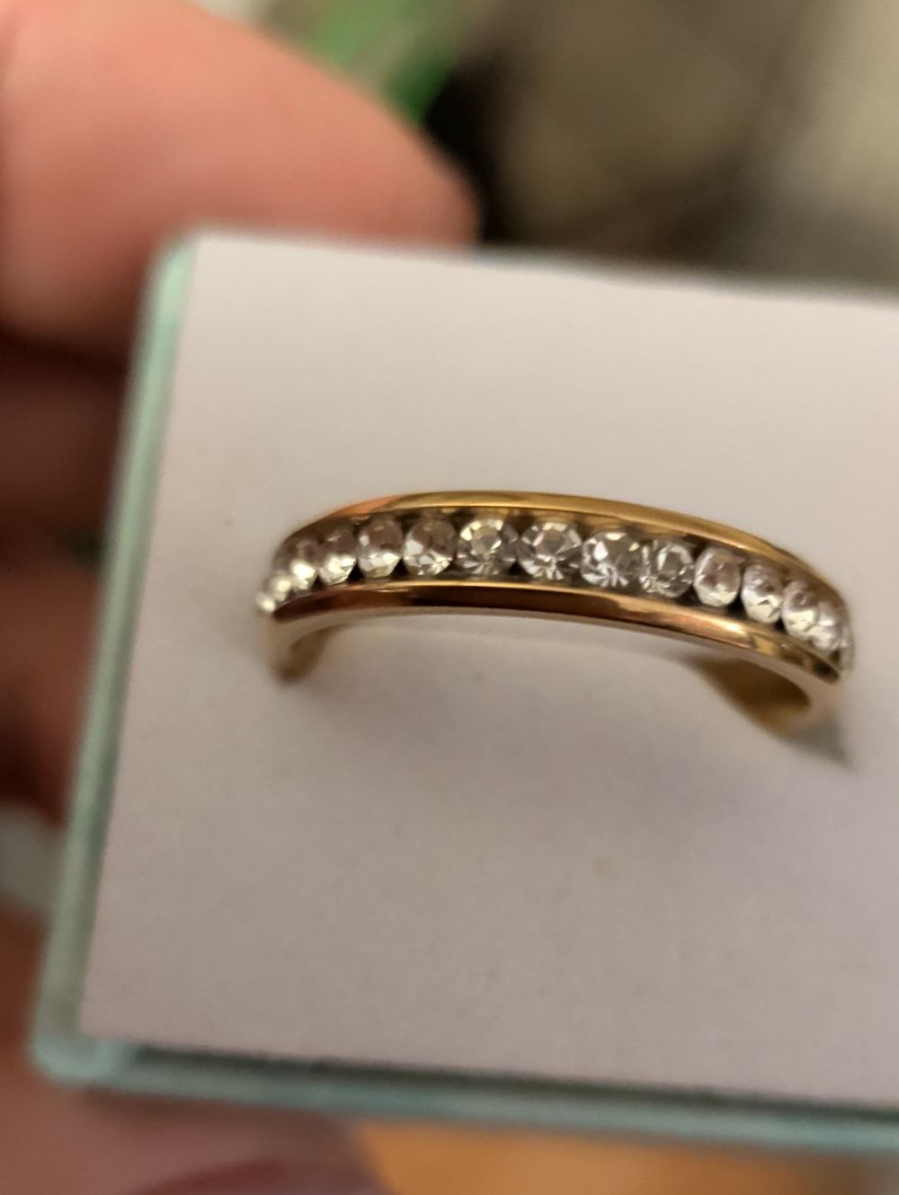Titanium Gold Plated Sparkling Crystals Channel Ring. New. Size 9
